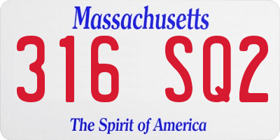 MA license plate 316SQ2