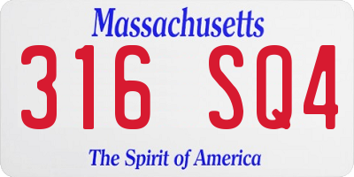 MA license plate 316SQ4