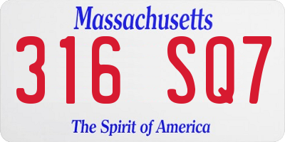 MA license plate 316SQ7