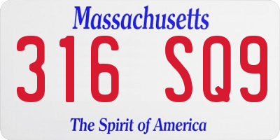 MA license plate 316SQ9