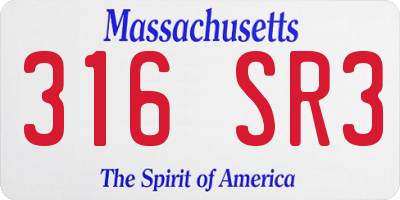 MA license plate 316SR3