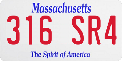 MA license plate 316SR4