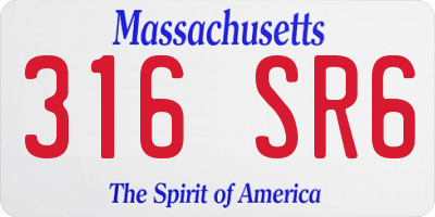 MA license plate 316SR6