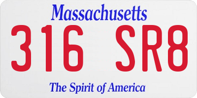 MA license plate 316SR8