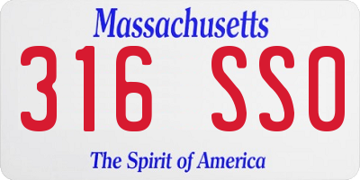 MA license plate 316SS0
