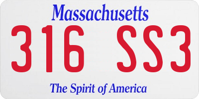 MA license plate 316SS3