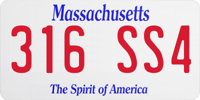 MA license plate 316SS4