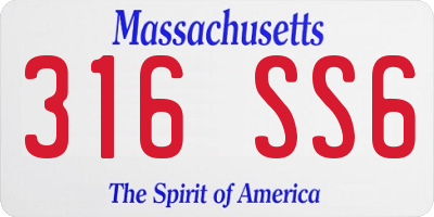 MA license plate 316SS6
