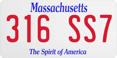 MA license plate 316SS7