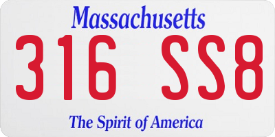 MA license plate 316SS8