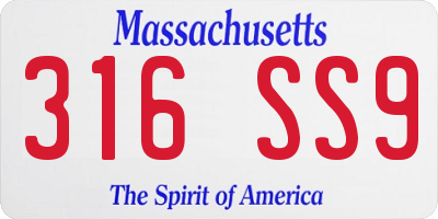 MA license plate 316SS9