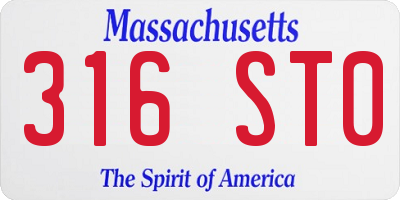 MA license plate 316ST0