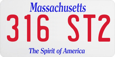 MA license plate 316ST2