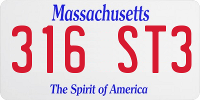 MA license plate 316ST3