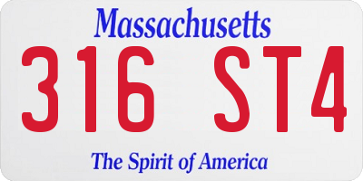 MA license plate 316ST4