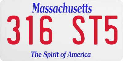 MA license plate 316ST5