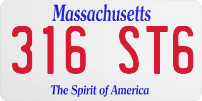 MA license plate 316ST6