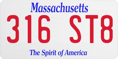 MA license plate 316ST8