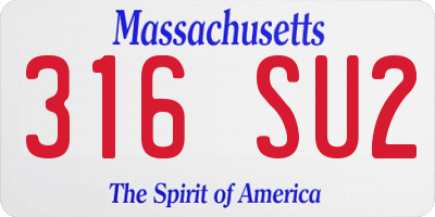 MA license plate 316SU2