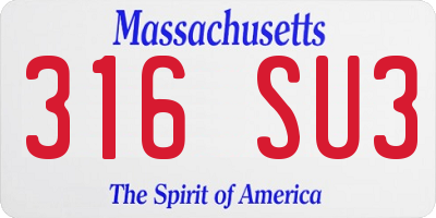 MA license plate 316SU3