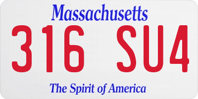 MA license plate 316SU4