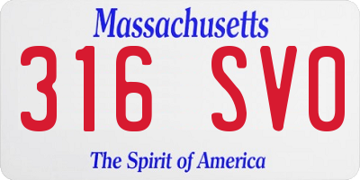 MA license plate 316SV0