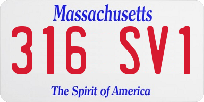 MA license plate 316SV1