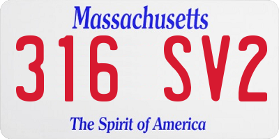MA license plate 316SV2