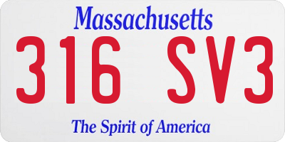 MA license plate 316SV3