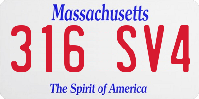MA license plate 316SV4