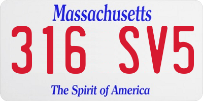 MA license plate 316SV5