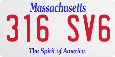 MA license plate 316SV6