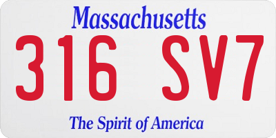 MA license plate 316SV7