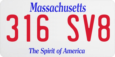 MA license plate 316SV8