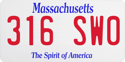 MA license plate 316SW0