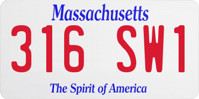 MA license plate 316SW1