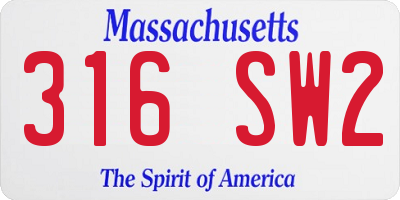 MA license plate 316SW2
