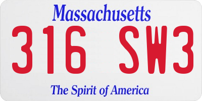 MA license plate 316SW3