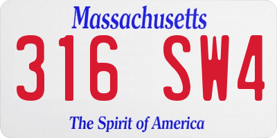 MA license plate 316SW4