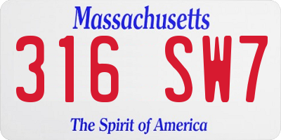 MA license plate 316SW7