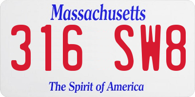 MA license plate 316SW8
