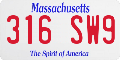 MA license plate 316SW9