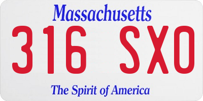 MA license plate 316SX0
