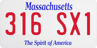 MA license plate 316SX1