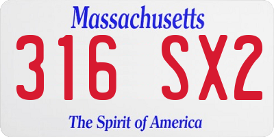 MA license plate 316SX2