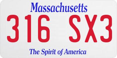 MA license plate 316SX3
