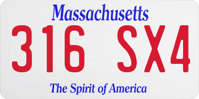 MA license plate 316SX4
