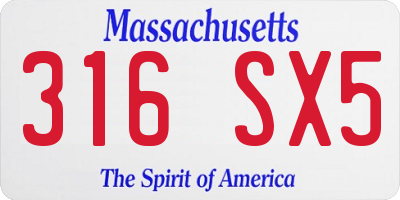 MA license plate 316SX5