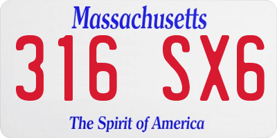 MA license plate 316SX6