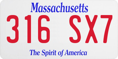 MA license plate 316SX7